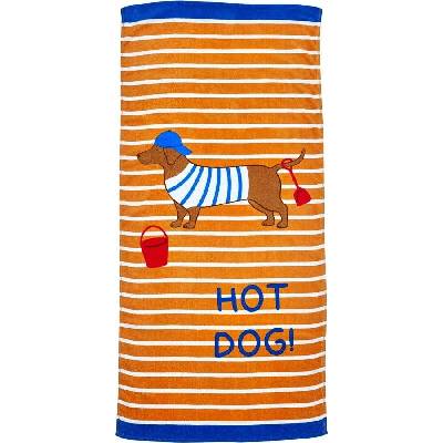 Catherine Lansfield Oranžová bavlnená plážová osuška 76 x 160 cm Hot Dog