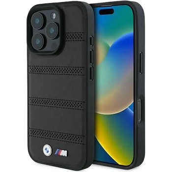 BMW M Perforated And Stitched Line MagSafe калъф за iPhone 16 Pro - черен (3666339324223)