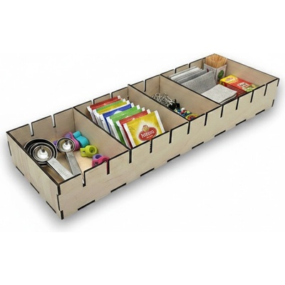 usporadejto.cz Organizér do zásuvky s priehradkami, vložka do zásuvky, drevený VASKY, 45,5 x 15 x 6 cm