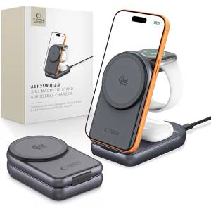 Tech-Protect a53 3in1 magnetic magsafe wireless charger 25w qi2.2 dark grey (5906302323890)