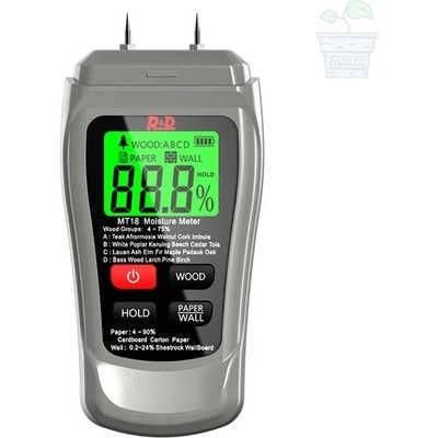 2 пинов дигитален влагомер за дърво, подправки и стени MT-18 Grey 0-99.9% (691044)