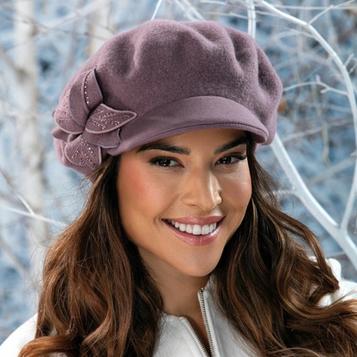 Krumlovanka dámská fialová zimní čepice s kšiltem W-0891/890