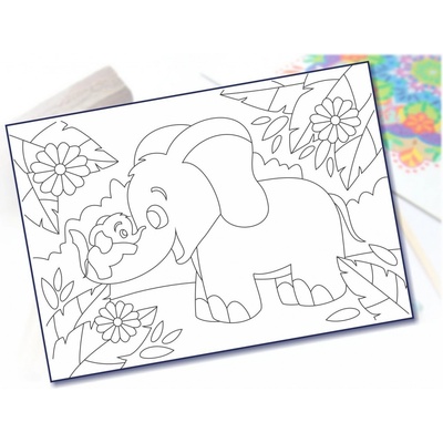 Radost v písku Šablona na pískování slon s mimi A5 148 x 210 mm – Zboží Dáma