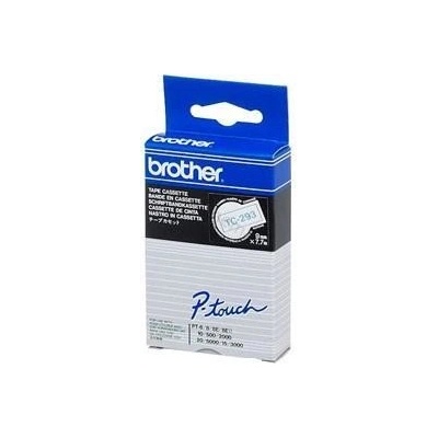 Brother TC-293, 9mm x 7,7m, modrá tlač / biely podklad, originálna páska