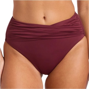Seafolly Дамско бикини долнище Seafolly Women's Collective High Waist Wrap Front Pant Bikini bottom - Dark Burgundy - размер 34 (EU) (150-2110-1011)