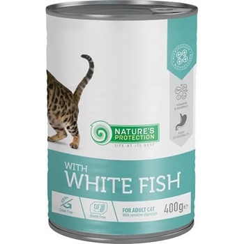 Nature's Protection Nature's Protection CAT Adult Sensitive Digestion White Fish - консерва за котки с бяла риба за котки с чувствителен стомах, 400 гр