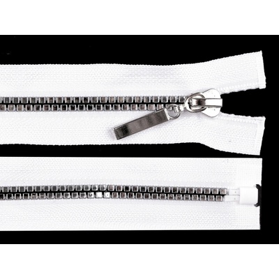 Prima-obchod Kostěný zip No 5 délka 50 cm čtvercové zuby, barva bílá stříbrná