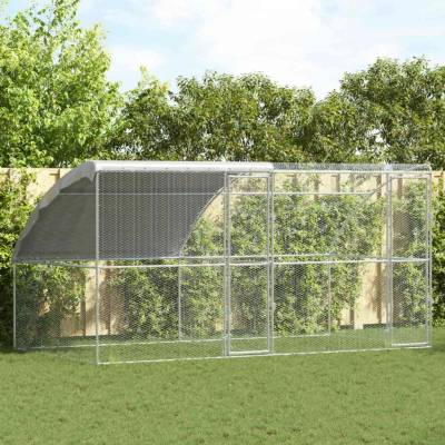vidaXL Klec na kuřata 2 ks 400 × 200 × 200 cm ocel a PE stříbrná 9799.3381107