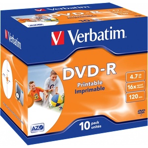Verbatim 43521 DVD-R 4, 7GB/16x/печатаща повърхност/презаписваеми DVD 10бр. /пак (43521)