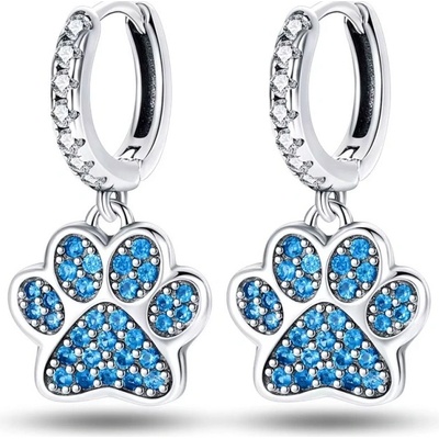 Grace Silver Jewellery stříbrné náušnice ve tvaru psí tlapky E-1491/281 Modrá