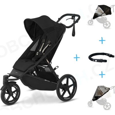 Cybex Set 4v1Avi Spin Moon Black 2024 + pláštenka Thule + ochranná sieť + madlo