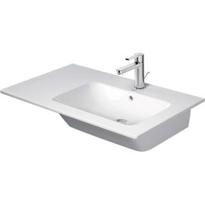 Duravit ME by Starck - Мивка 83x49 см, с преливник, отвор за смесител, място за съхранение отляво, DuraShield, бяла 234683AA00 (234683AA00)