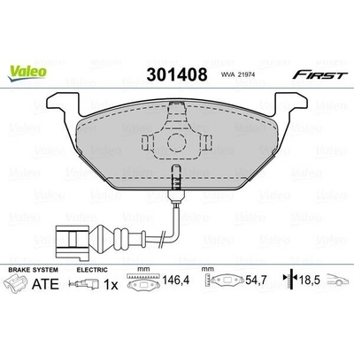 VALEO Sada brzdových destiček, kotoučová brzda 301408