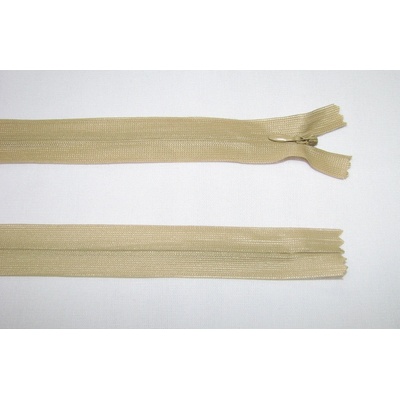 Zips krytý 3mm béžová nedeliteľný 55cm dederon