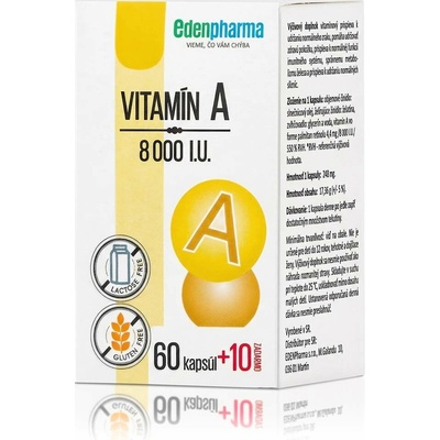 EDENPharma Vitamin A 8000 I.U. 60+10 kapslí