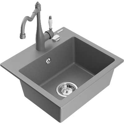 Mexen Milo мивка от гранит с 1 отделение с кухненски смесител Carla, сив - 6505-71-670700-71 (6505-71-670700-71)