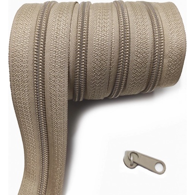 Zips špirálový, farba béžová 5 mm, metráž