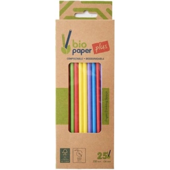 Хартиени сламки Bio paper микс цветни 25бр
