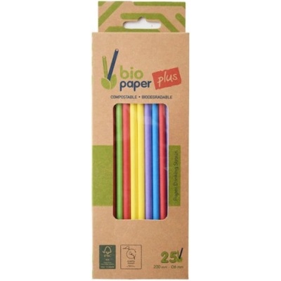 Хартиени сламки Bio paper микс цветни 25бр