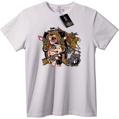 NOONEBRAND Тениска Мафиотски Животни - 3XL, White