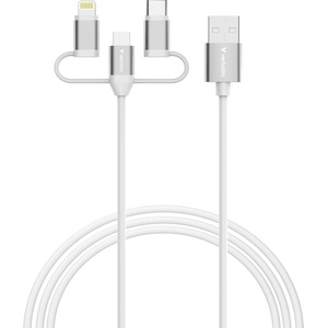 Verbatim Sync & Charge Cable 3-in-1 USB-A to Micro-B/USB-C/Lightning 18W 100cm - White (32394) - beep