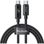 Mcdodo Кабел за данни - Mcdodo (CA-8000) - USB-C → USB-C, двоен LED дисплей, 100W, бързо зареждане, 1.2m - Черен