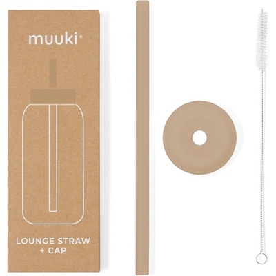 Muuki Силиконова сламка с четка за почистване и капак Milk Coffee - Muuki (Muuki29)