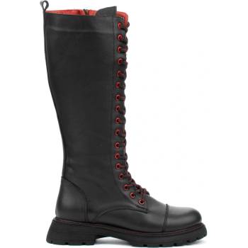 Image 1 of Дамски ботуши от естествена кожа в черно и червено