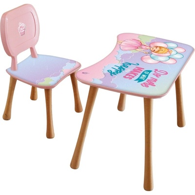HOME ELEMENTS & POPCORN Detský stôl so stoličkou 3 5 rokov dievča s balónmi