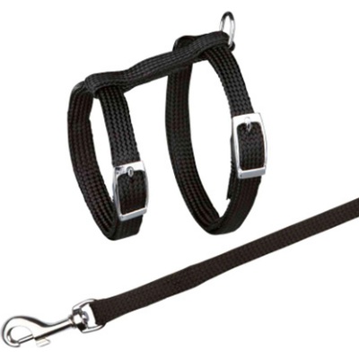 TRIXIE Lead and harness- Комплект повод + регулируем нагръдник за котки, 22-42см/10мм. 1.25м дължина- черен, син, червен, лилав
