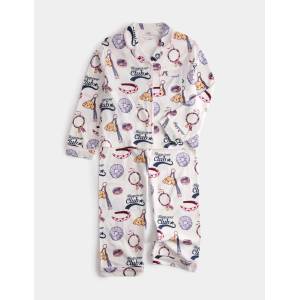 Marks & Spencer Памучна пижама с печат "Sleepover Club" с високо съдържание на памук (1-8 години) Marks & Spencer кремав Marks & Spencer | Bezhov | Момчешки | 2-3 години