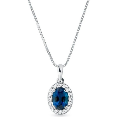 KLENOTA Prívesok z bieleho zlata so zafírom a diamantmi k0185122