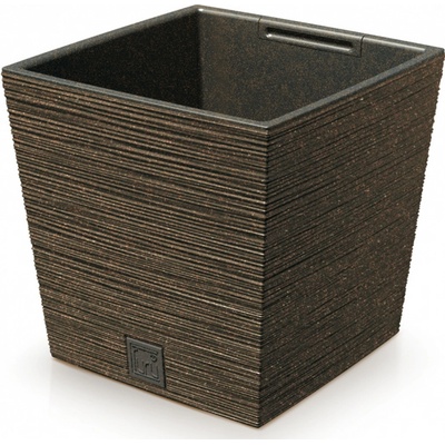 PROSPERPLAST Květináč FURU SQUARE LOW ECO WOOD 24 cm káva