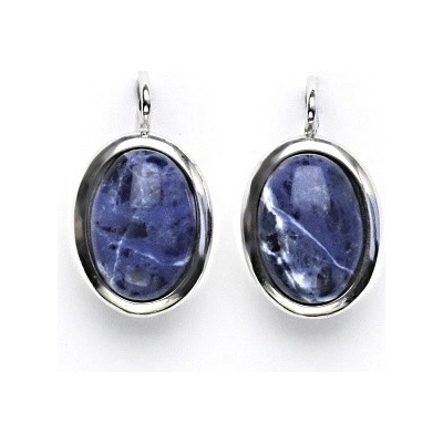 Čištín Zlaté náušnice, bílé i žluté zlato, přírodní kámen sodalit - NK 1454