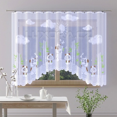 Dětská záclona PANDA A MOTÝL oblouk - 150 x 300 cm