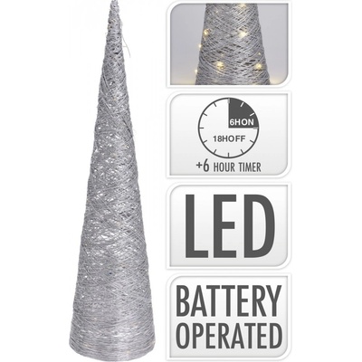 Harasim Dekorativní LED kužel Rafia metalický stříbrný 80 cm