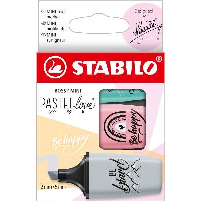 Текст маркери Stabilo - Boss Mini, Pastel Love, 3 цвята (ST07/03-49)
