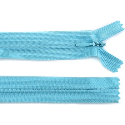 Spirálový zip skrytý šířka 3 mm délka 60 cm dederon Barva: 189 modrá nebeská - tmavá