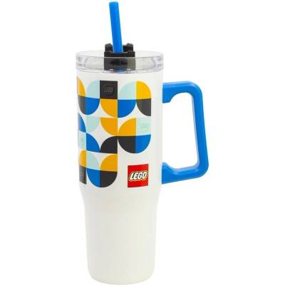 Lego termohrnek s brčkem a uchem 920 ml bílý potisk