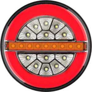  LED Диоден Стоп Тип Хамбургер с динамичен бягащ мигач Ø13cm 12V-24V За Камион, Ремарке, Бус с 3 функции