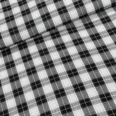 TextilCentrum.cz Flanel tkaný / barchet, oboustranný 38, černo-bílé káro, š.150cm (látka v metráži)
