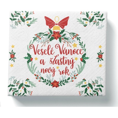 PROCOS Papírové ubrousky 3V Veselé Vánoce 20ks 33x33cm