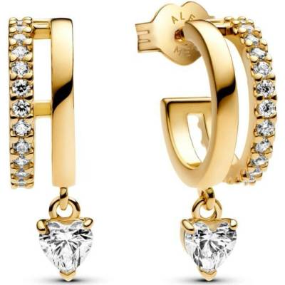 Pandora půvabné pozlacené náušnice se srdíčkem Shine 263685C01