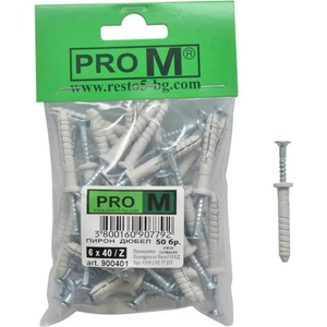 Pro m ПИРОН-ДЮБЕЛ Ф6Х40ММ 50 БРОЯ pro m (3800160907792)