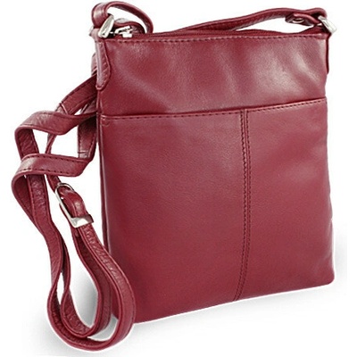 Burgundy kožená zipová mini kabelka 212-3013-34