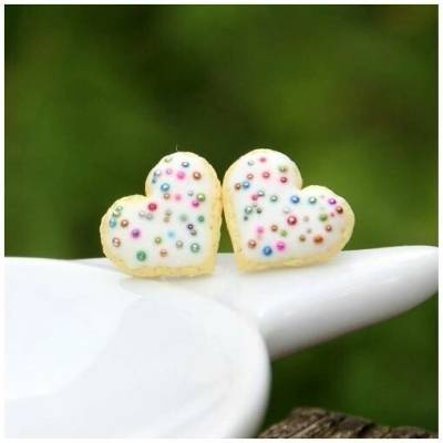 CircusMind sladké náušnice pecky Fimo srdíčkové sušenky S1129