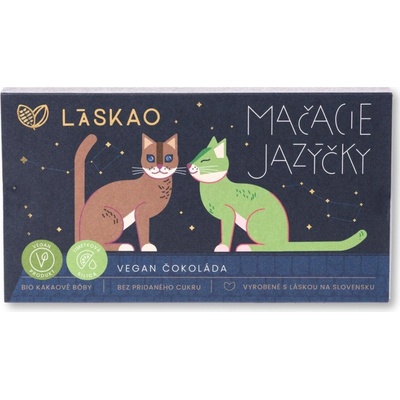 LASKAO Mačacie jazýčky VEGAN čokoláda s limetkovou príchuťou bez cukru sladená xylitolom 80 g