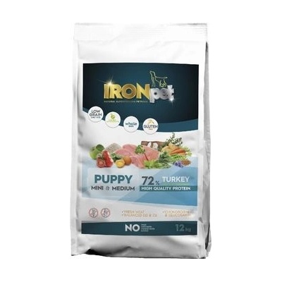 IRONpet Tturkey Puppy Mini & Medium morka 12 kg