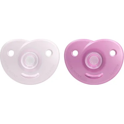 Philips Комплект от 2 бр. ортодонтични залъгалки Philips Avent SOOTHIE в кутия за стерилизиране, 0-6м, розови, SCF099/22