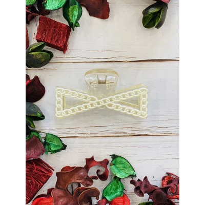 Zdobené skřipce do vlasů - mašle Barva: bílá